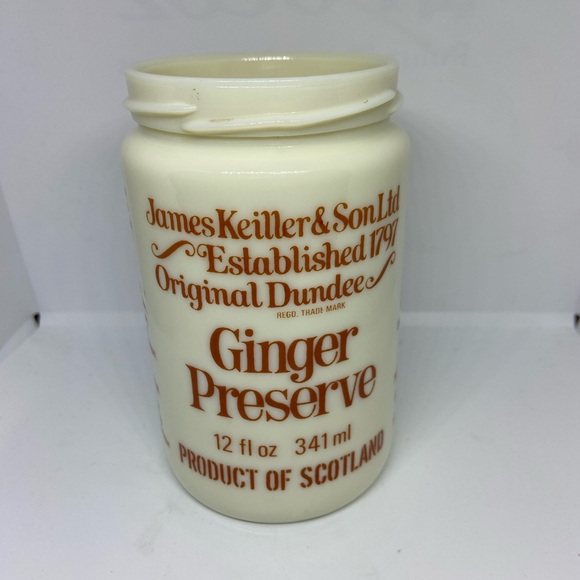 Vintage James Keiller & Son Ltd. Ginger Preserve Jar Crock Dundee Milk Glass - Picture 1 of 9